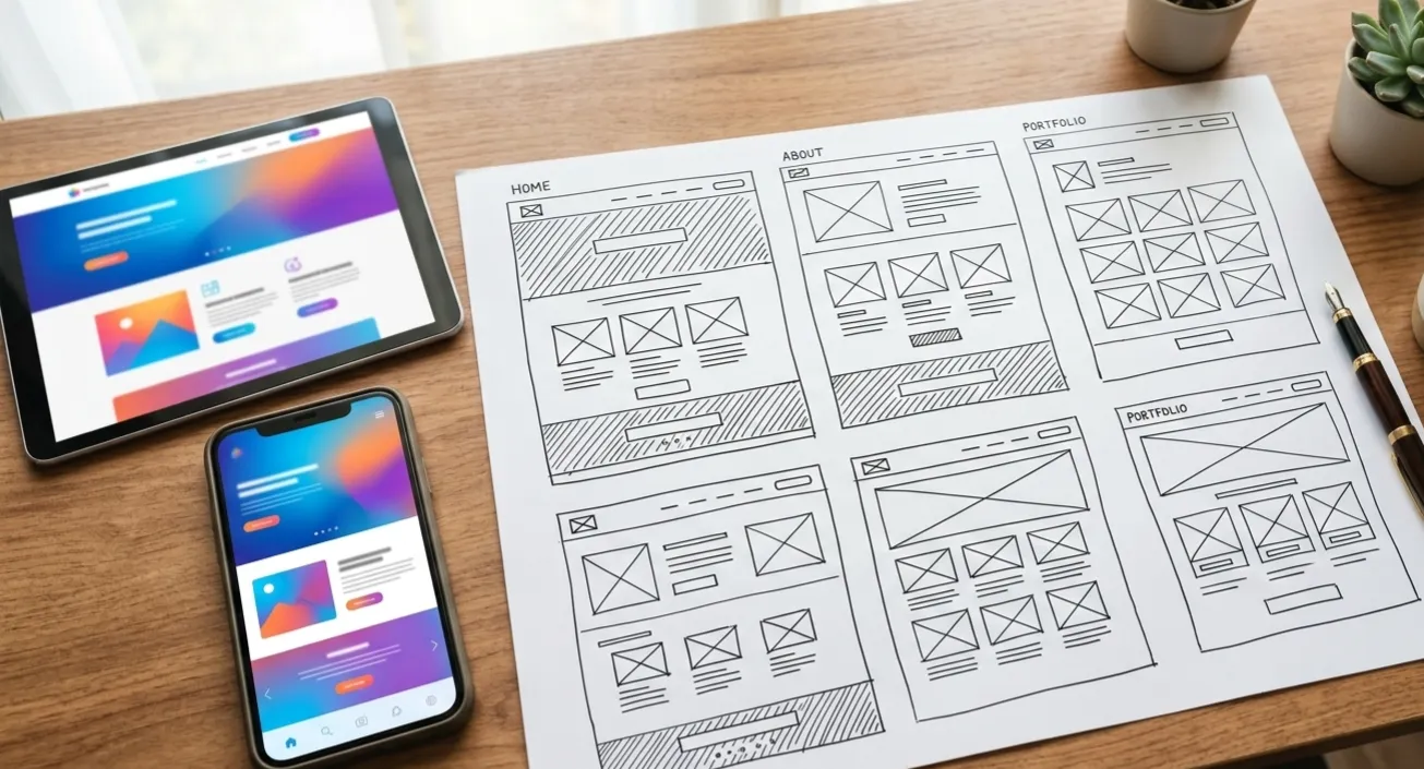 Custom website development workspace