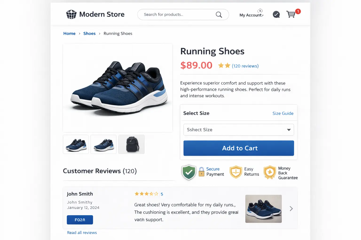 E-commerce product page design with optimized layout and CTAs