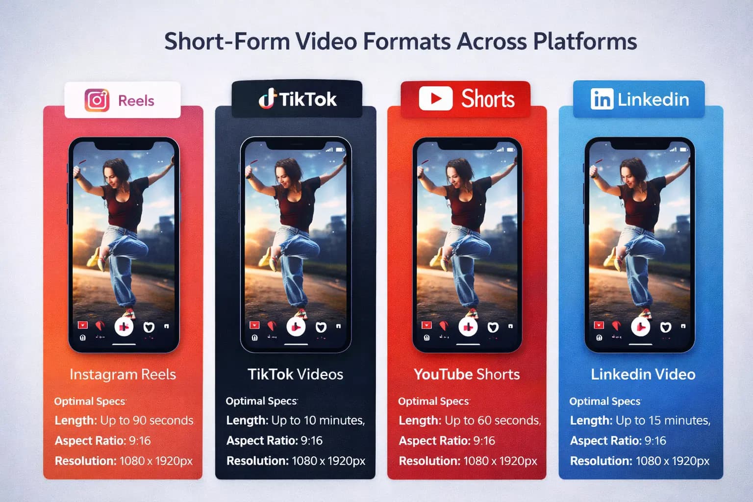 Short-form video content formats across different social platforms