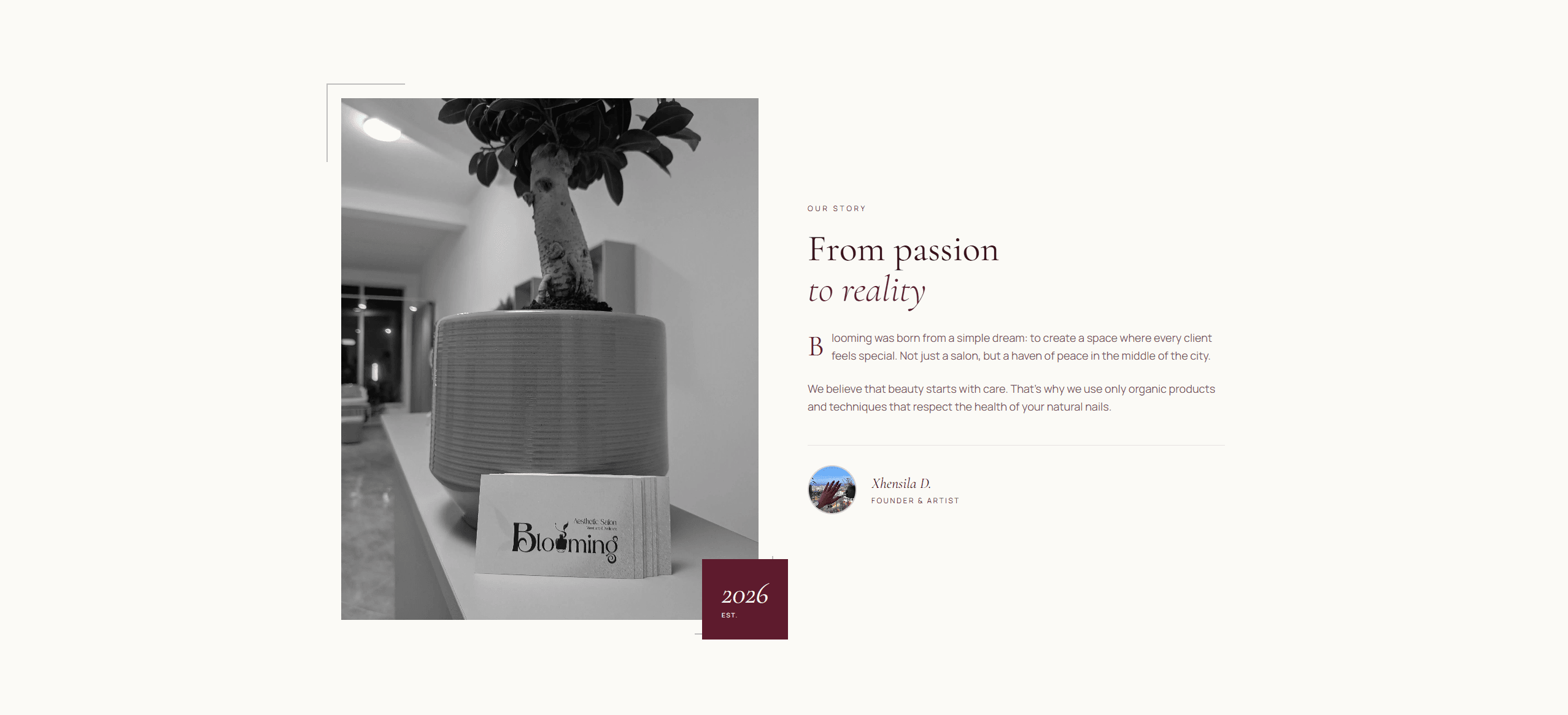 Blooming Aesthetic about page